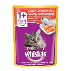 Whiskas Pouch Mackerel and Salmon 80g, 100043257, cat Wet Food, Whiskas, cat Food, catsmart, Food, Wet Food